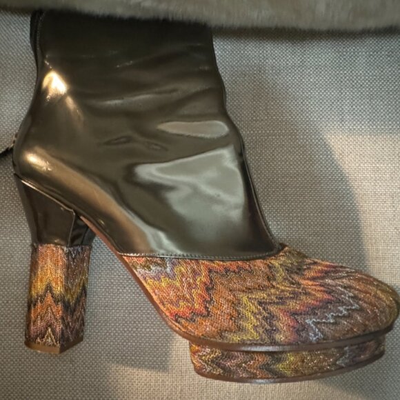 Metallic leather & pastel MISSONI print - platform boots made in Italy - size 39 - Picture 2 of 13